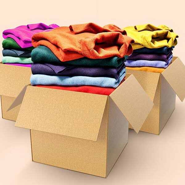 Boxes full of sweaters